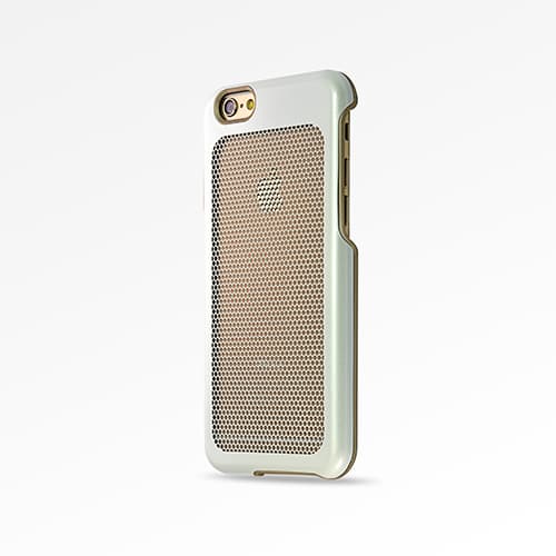 iPhone6_6s Case_Stainless Steel_White Hexa with Gold Plastic